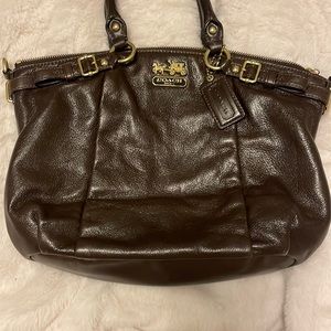 Brown leather coach purse